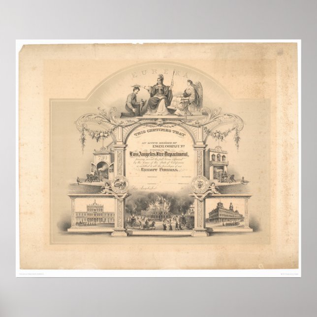 Póster Certificado del Departamento de Bomberos de Los Án (Frente)