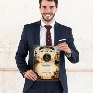 Póster Certificado del Sello del Capitán del Ancla Compás