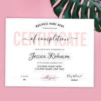 Certificado Femenino Rosa Premio Descargable