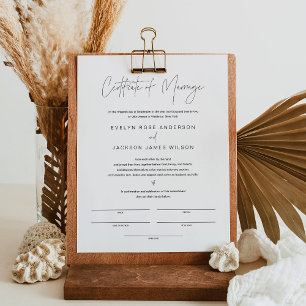 Póster Certificado HARLOW De Matrimonio 8.5x11