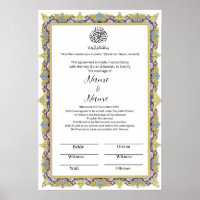Certificado islámico de frontera floral Nikkah