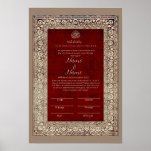 Póster Certificado islámico elegante rojo y negro de oro