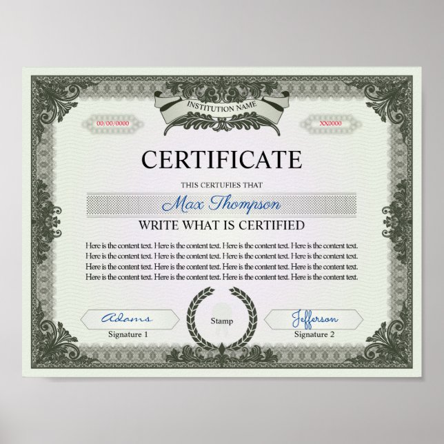 Póster Certificado multipropósito (Frente)