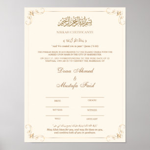 Póster Certificado Nikah