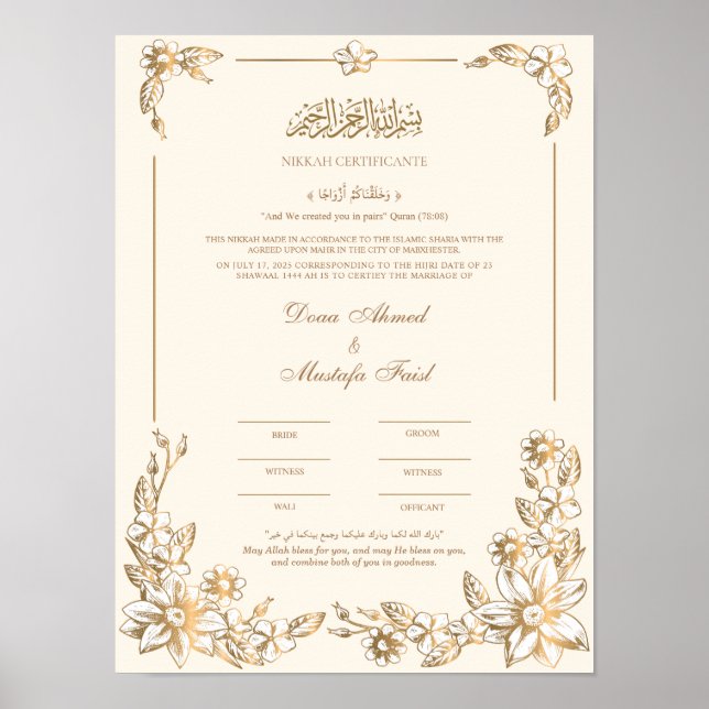 Póster Certificado Nikah (Frente)