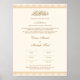Póster Certificado Nikah en línea