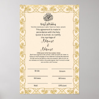 Póster Certificado Nikkah