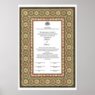 Póster Certificado Nikkah de frontera islámica