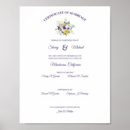 Póster Certificado Rosas florales simples Pansy Bouquet