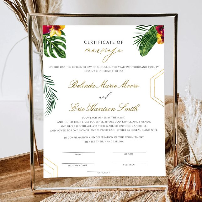 Póster Certificado Tropical De Poster Matrimonial (Subido por el creador)