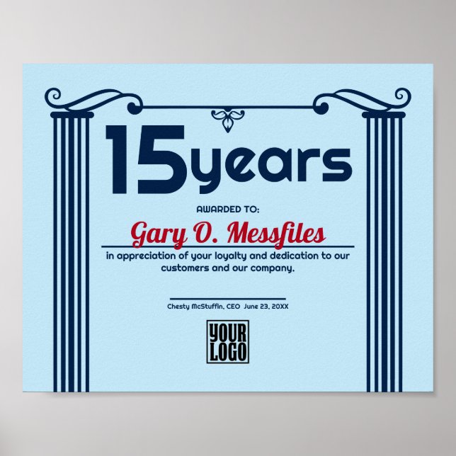 Póster Certificado universal de aniversario de empleado d (Frente)