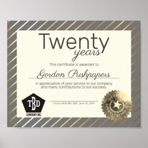 Póster Certificado universal de aniversario de empleado d