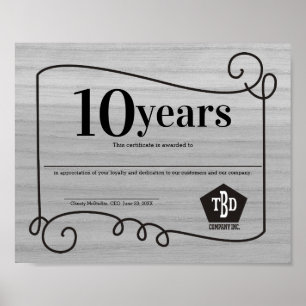 Póster Certificado universal de aniversario de la madera 