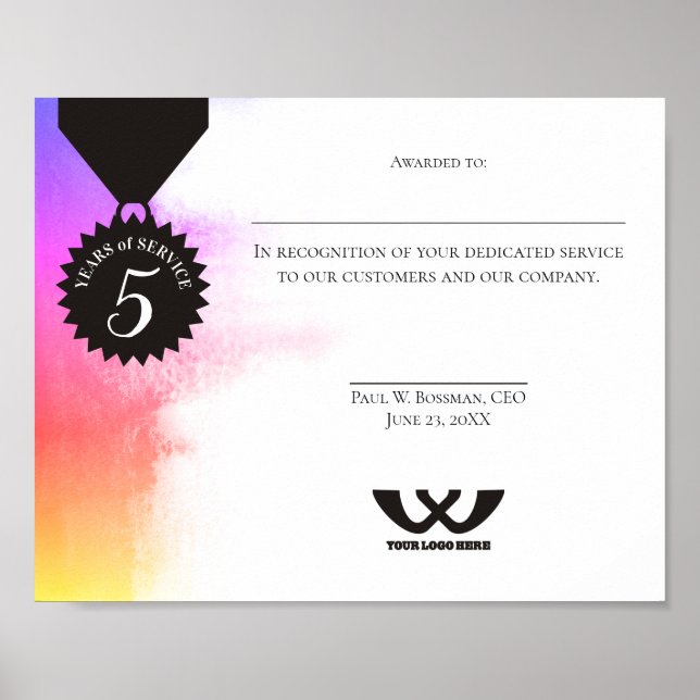 Póster Certificado universal de asignación de aniversario (Frente)