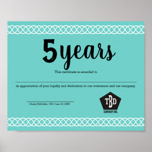 Póster Certificado universal para el aniversario de los e