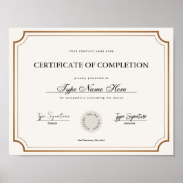Póster Certificado Vintage simple, diploma