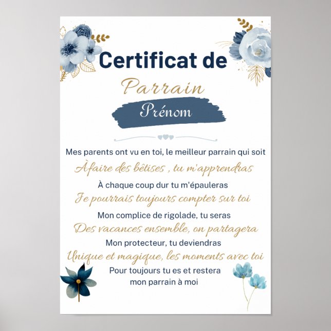 Póster certificat de Parrain (Frente)