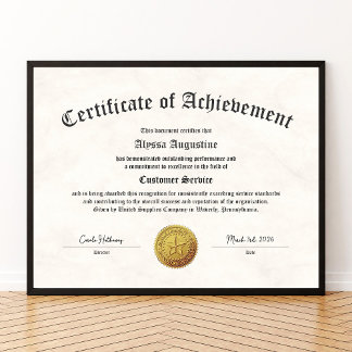 Póster Certificate of Achievement Print