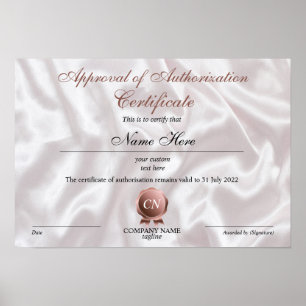 Póster Certificate of Authorisation  Approval