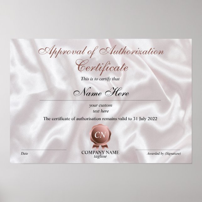 Póster Certificate of Authorisation  Approval (Frente)