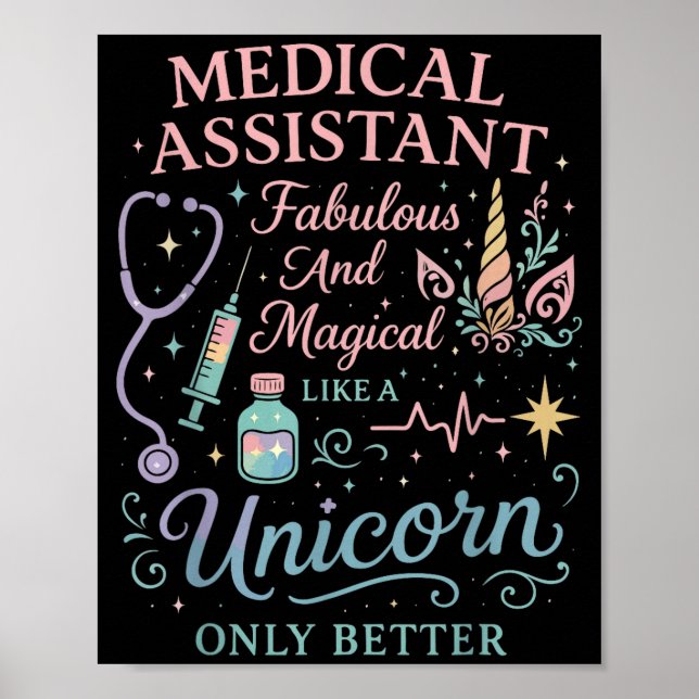 Póster Certified Medical Istant Unicorn Cma Medical Istan (Frente)
