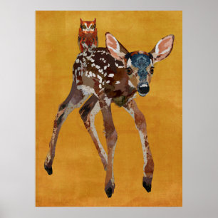 PÓSTER CERVATILLO Y BÚHO AMBARINO