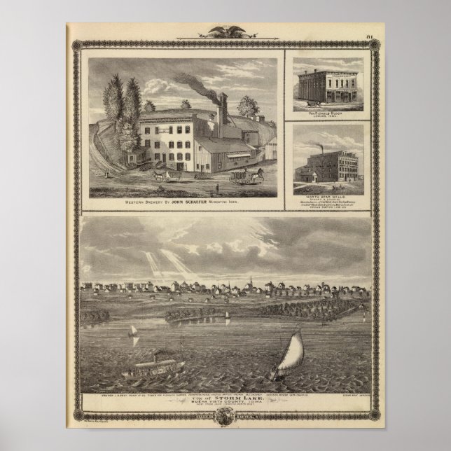 Póster Cervecería City-Storm Lake, Muscatine bldg (Frente)