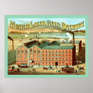Póster Cervecería Munich Lager ~ Publicidad de época