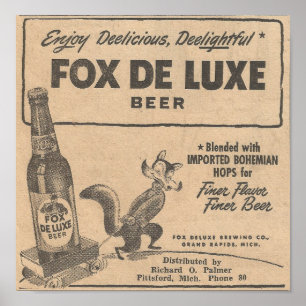 Póster Cerveza Ad Fox DeLuxe de 1948