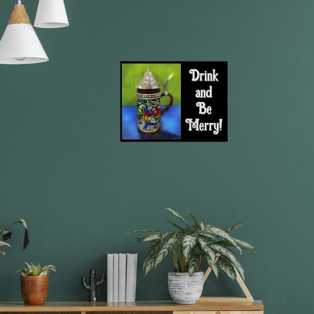 Póster Cerveza alemana Stein con tapa de bisagra azul ver (Salón 1)