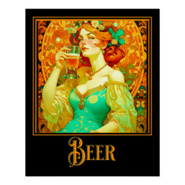 Póster Cerveza Art Nouveau