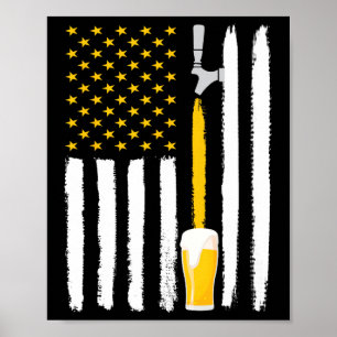 Póster Cerveza artesanal bandera americana Usa 4 de julio