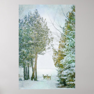 Póster Cerveza blanca en acuarela de nieve