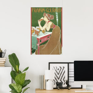 Póster Cerveza Brasserie Fraikin-Courard Art Nouveau Vint