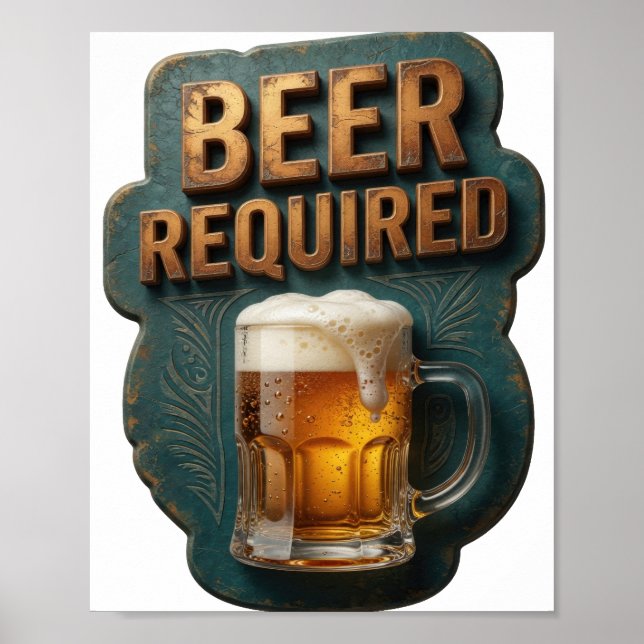 Póster CERVEZA BRILLANTE REQUERIDA Imprimir (Frente)