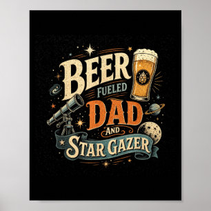 Póster Cerveza contemplando estrellas papá día del padre