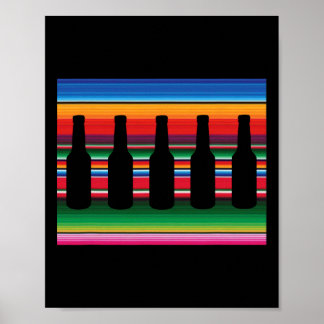 Póster Cerveza cubierta mexicana T Shirt Serape Graciosa