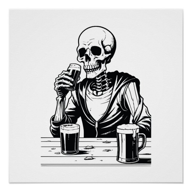 PÓSTER CERVEZA DE BEBIDA SKELETON (Anverso)