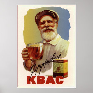 Póster Cerveza de centeno soviética de la fruta de URSS