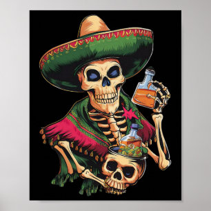 Póster Cerveza de cráneo mexicana vintage Cinco De Mayo