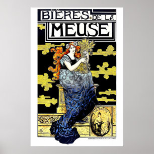 Póster Cerveza de la Meuse 1896 CARTEL IMPRESO A5-A1 Augu