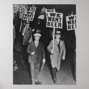 Póster Cerveza de la Prohibición Vintage, Queremos Cervez
