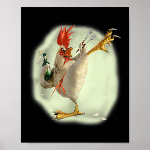 Póster Cerveza de pollo Karate Kick Guay Chicken Funny Ch
