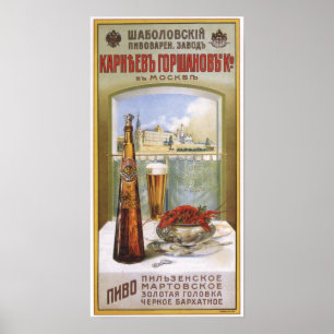 Póster Cerveza del imperio ruso que hace publicidad de