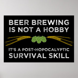 Póster Cerveza elaborada Aptitud para la supervivencia po