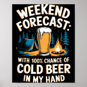 Póster Cerveza fría camping montaña gráfico 