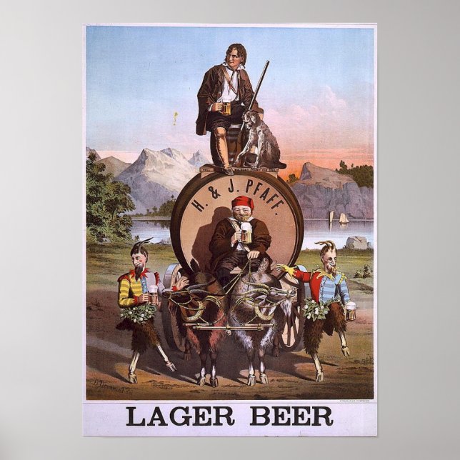 Póster cerveza H & J Pfaff Lager (Frente)