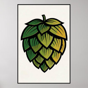 Póster Cerveza Hop con estilo japonés
