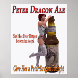 Póster Cerveza inglesa del dragón de Peter antes de que