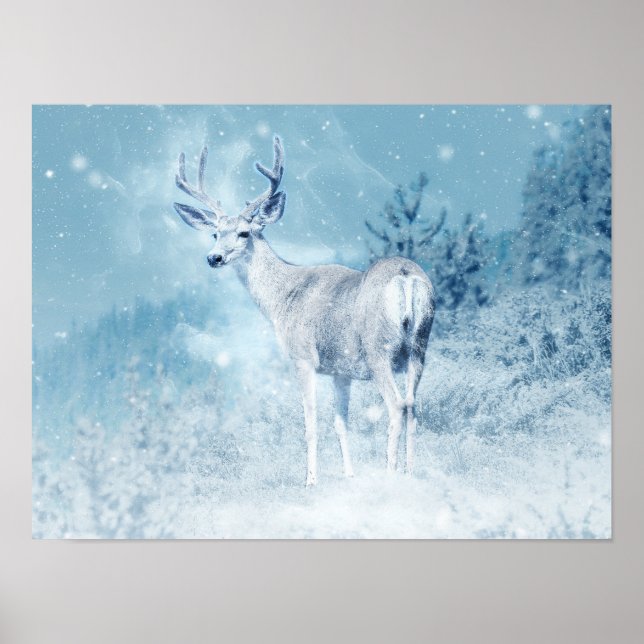 Póster Cerveza invernal y pinos (Frente)